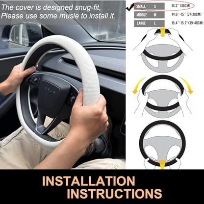 Nappa Leather Steering Wheel Cover for Tesla Model Y