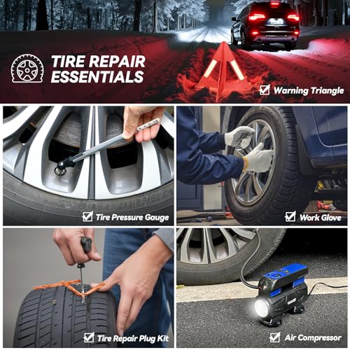 Car Emergency Kit with Portable Air Compressor