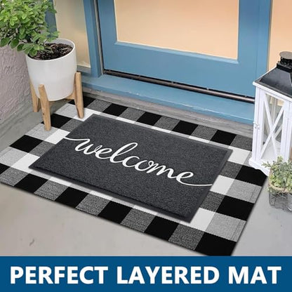 Door Mat 3 Pack Outside Inside Welcome Doormat 30"x17.5" Durable Floor Mat Non Slip Rug Ultra Absorb Mud Easy Clean Front Doormat for Garage (10.94 Sq Ft)