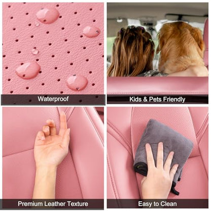 Tesla Model 3 Car Seat Covers Nappa Leather Car Interior Seat Airbag Compatible Cushion Cover Full Set Custom Fit 2023 2022 2021 2020 2019 2018