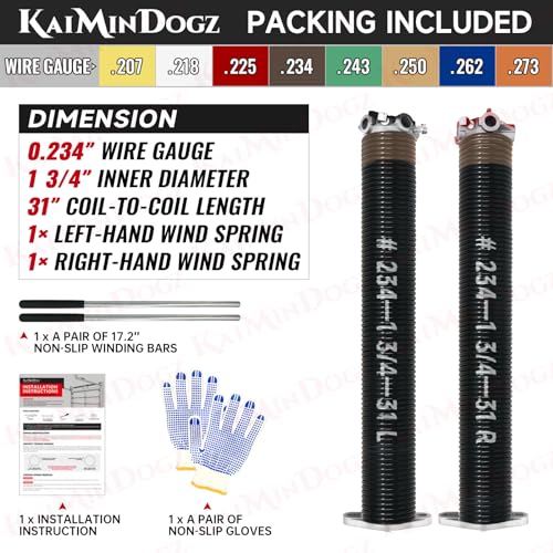 Pair of 1.75" Garage Door Torsion Springs Set with Non