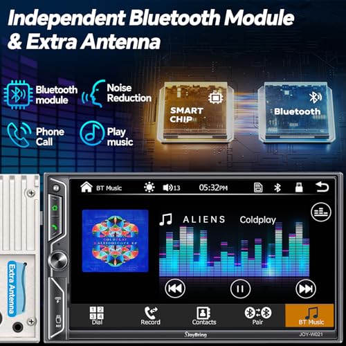 7" QLED Double Din Car Stereo Compatible with Wireless Apple CarPlay & Android Auto