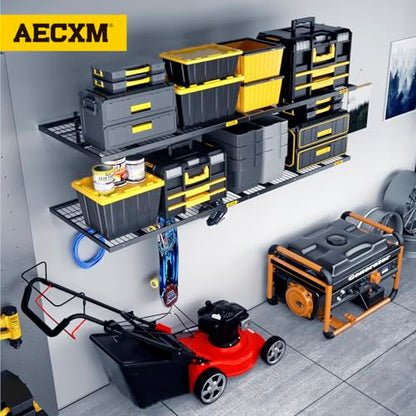1.64x4ft 4Pack Wire Shelving Unit Heavy Duty Garage Storage Shelves Wall Mounted Black 1120lbs Load Capacity（20 (4 Count)