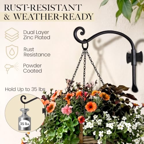 Plant Hangers Outdoor or Indoor Heavy Duty Wall Bracket Hooks (2 Count)