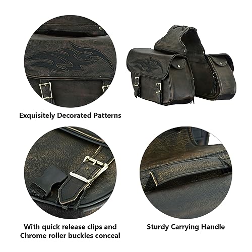 Motorcycle Saddle Bags Leather Motorcycle Luggage Bag with Gun Holsters For Softails Sportsters and Choppers Waterproof Luggage Bags