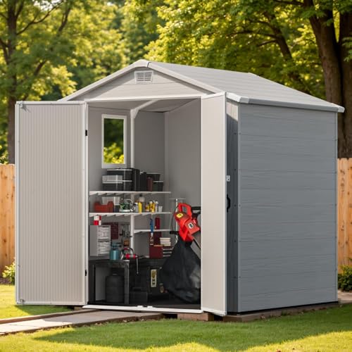 6X6 FT Plastic Outdoor Storage Shed with Floor