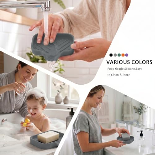 Silicone Soap Dish with Drain Spout