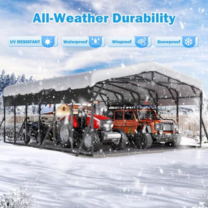 20X30 FT Heavy Duty Metal Carport Canopy with Triangle Frame Base