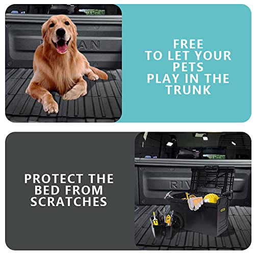 for Rivian R1T Truck Bed Mat Liner Foldable Accessories Pickup Heavyweight Bed Mat All