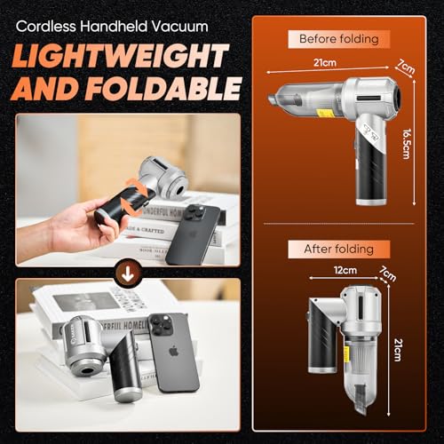 Handheld Car Vacuum Cordless Portable 17000PA Foldable HL133 Black