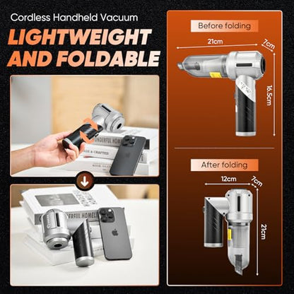 Handheld Car Vacuum Cordless Portable 17000PA Foldable HL133 Black