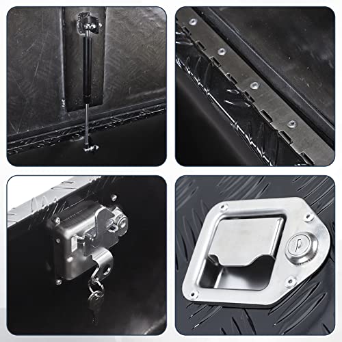 39 Inch Heavy Duty Aluminum Stripes Plated Tool Box Pick Up Truck Bed RV Trailer Tongue Toolbox Waterproof Storage Organizer with Lock and Keys