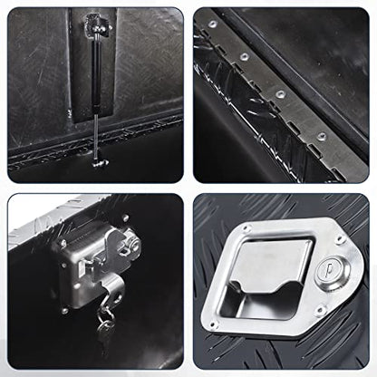 39 Inch Heavy Duty Aluminum Stripes Plated Tool Box Pick Up Truck Bed RV Trailer Tongue Toolbox Waterproof Storage Organizer with Lock and Keys