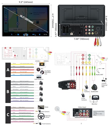 Single Din Car Stereo Wireless Apple Carplay Android Auto Radio