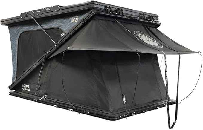 Overland Vehicle Systems XD K2 Clam Shell Pop-Up 2-Person Aluminum Hard Shell Roof Top Tent – Blue Body with Black Rainfly for SUVs, Jeeps, and Overlanding Vehicles