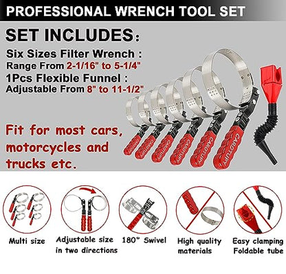 Oil Filter Wrench Set with Small Oil Funnel for Oil Change