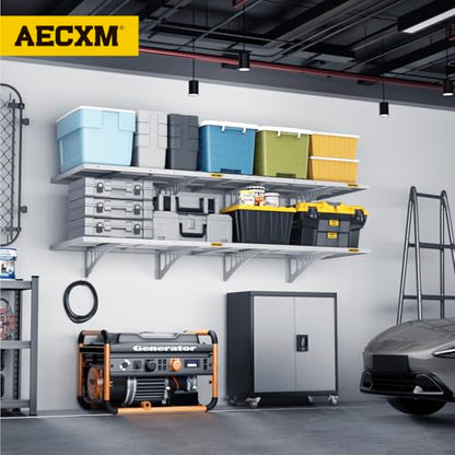 4 Pack 1.64x4ft Adjustable Garage Wall Shelving 1120lbs Load Capacity Heavy Duty Wall Mounted Storage Shelf Metal Floating Shelves for Garage (4 Count)