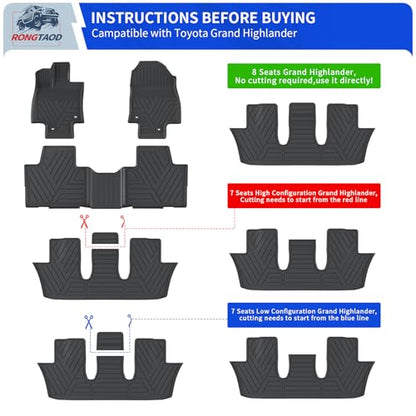 Floor Mats Set for 2024 2025 2026 Toyota Grand Highlander
