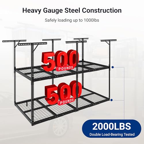 4x8 2 Tier Overhead Ceiling Garage Storage Rack