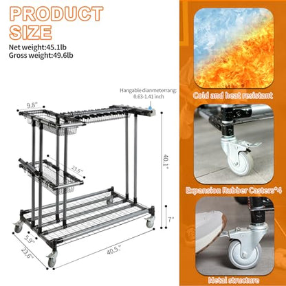 Ultimate Yard Tool Storage Rack with Rolling Casters