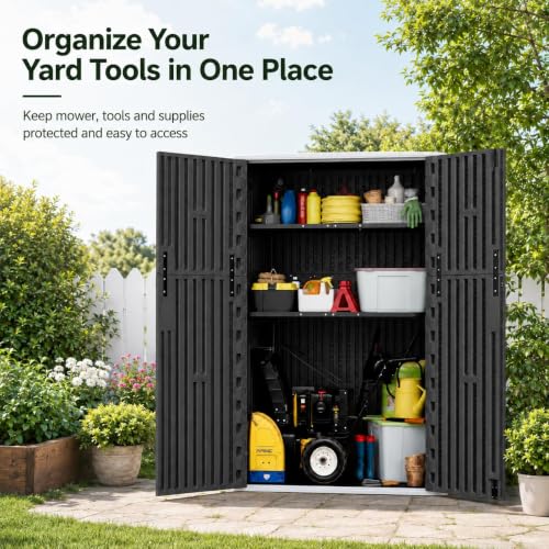 47 Cu.Ft Vertical Outdoor Storage Shed with Reinforced Floor