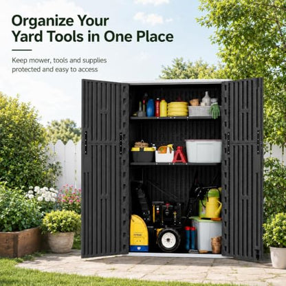 47 Cu.Ft Vertical Outdoor Storage Shed with Reinforced Floor
