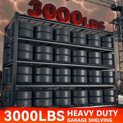 60" W Garage Shelving Heavy Duty Metal Shelving 3000LBS Storage Shelves Adjustable Metal Shelves for Industrial 5 Tier Garage Shelves for Basement Pantry Warehouse 60" W x 24" D x 72" H 2 Pack (2 Count)