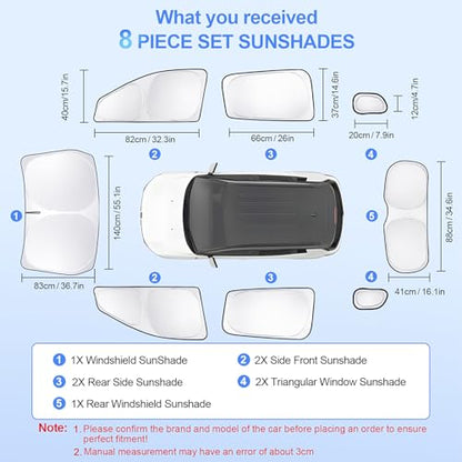 8pcs Car Window Shades for Jeep Compass 2017 (8 Count)