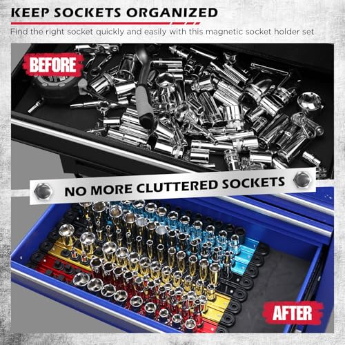 18 Piece Magnetic Socket Holder Organizer Set (18 Count)