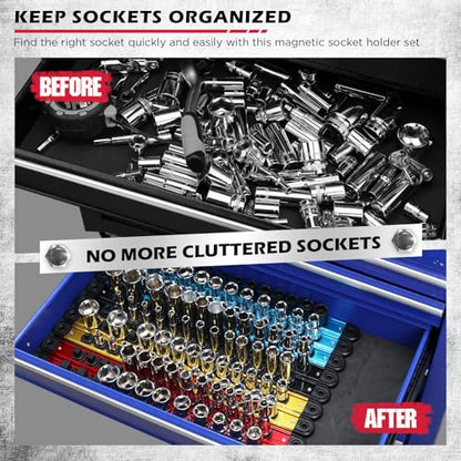 18 Piece Magnetic Socket Holder Organizer Set (18 Count)