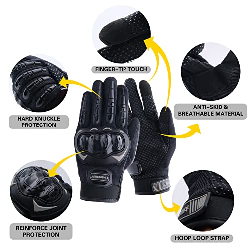 Motorcycle Gloves Touch Screen Full Finger Riding Gloves Knuckle Protection for Men and Women for Dirt Riding