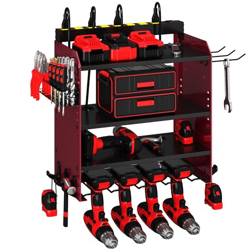 Power Tool Organizer Wall Mount with Charging Station & 8 Outlet