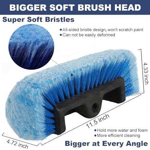 70" Car Wash Brush with Long Handle and 12" Soft Bristle Brush Head