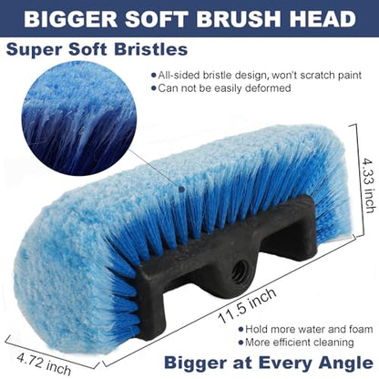 70" Car Wash Brush with Long Handle and 12" Soft Bristle Brush Head