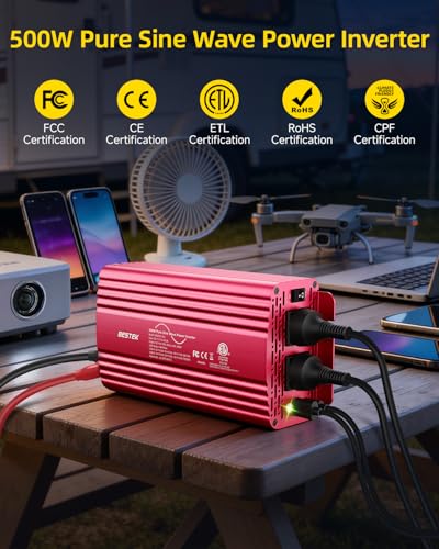500W Pure Sine Wave Power Inverter DC 12V to AC 110V Car Converter