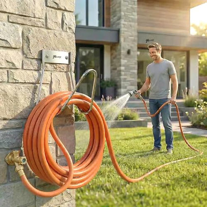Garden Hose Holder Stainless Steel Small Wall Mount Garden Hose Hook (2 Count)