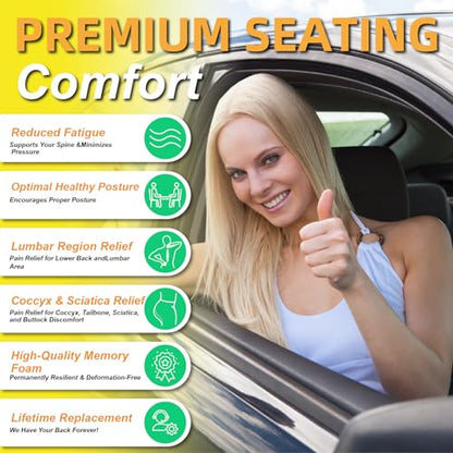 Car Seat Cushion with Back Support Pillow