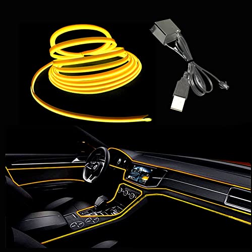 El Wire Yellow Interior Car LED Strip Lights