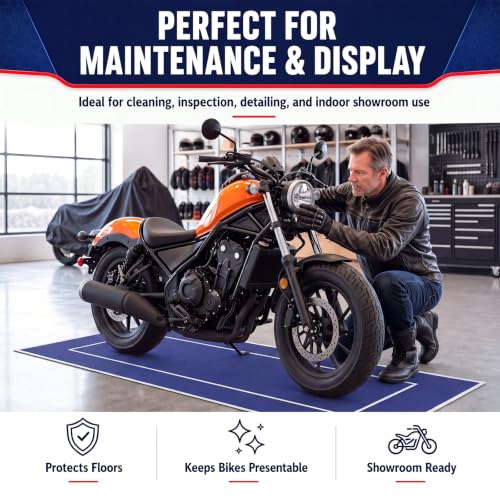 Motorcycle Mat Garage Floor Rug Washable Parking Mats for Garage Floors Non Slip Oil Absorbent Pad Rubber Backing Layer Protects Floor