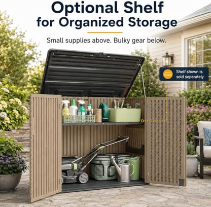 Outdoor Storage Cabinet 38 Cu.Ft Horizontal Resin Storage Shed