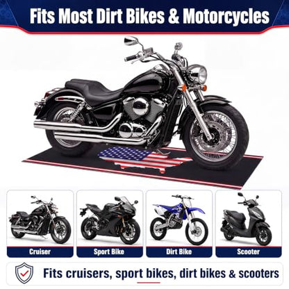 Motorcycle Mat Garage Floor Rug Washable Parking Mats for Garage Floors Non Slip Oil Absorbent Pad Rubber Backing Layer Protects Floor