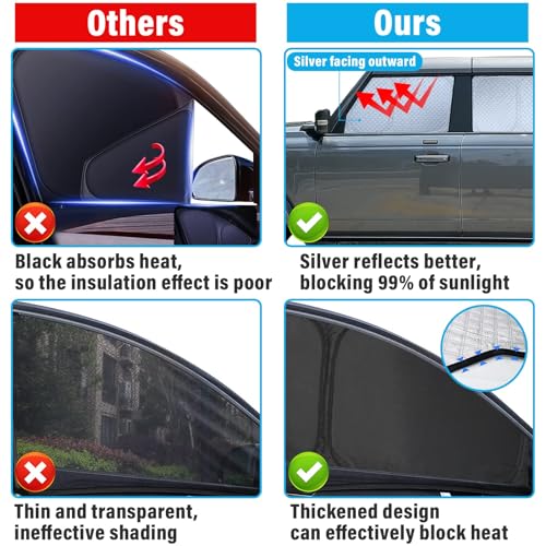 6pcs Thicken Full Sun Shades for Dodge Challenger 2015 (6 Count)