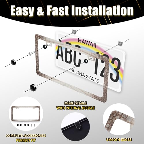 Crocodile Skin Print License Plate Frame Animal License Holder with 2 Holes