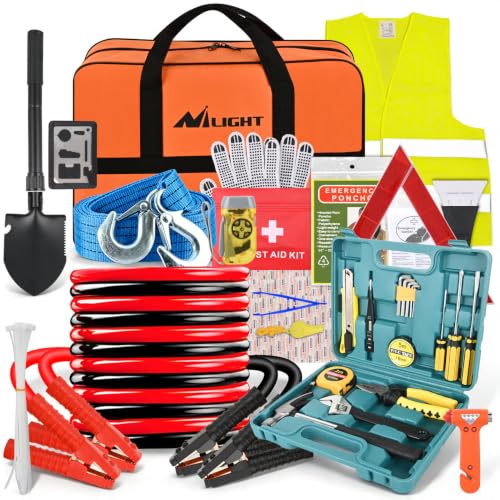Car Roadside Emergency Kit with Jumper Cables Car Repair Tool Set
