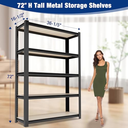5 Tier Black Shelving with Board