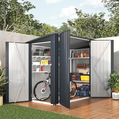 4' x 7' Waterproof Metal Lean to Bike Storage Shed
