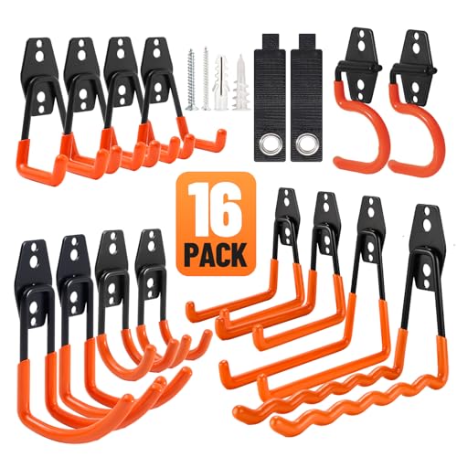 Garage Hooks 16 Pack Utility Steel Garage Storage Hooks with Anti (16 Count)