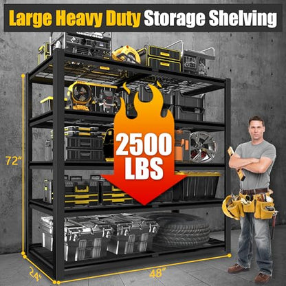 48" W X 24" D X 72" H 5 Tier Heavy Duty Garage Shelving (5 Count)