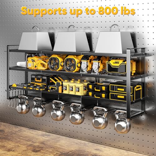 49.5" W Large Power Tool Organizer Wall Mount with Charging Station