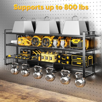 49.5" W Large Power Tool Organizer Wall Mount with Charging Station